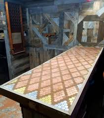 We reveal how to use epoxy on wood products and other materials, how to mix it together and what are the substantial ingredients of resin epoxy. Pallet Bar Featuring Epoxy Penny Top 1001 Pallets