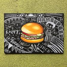 ハンバーガーはオイルパステルで 白文字は白色鉛筆で落書きしました midoritravelersnotebook travelersnotebook travelersnote note doodle 絵日記 日記 手帳 トラベラーズノート food instaart チョークアート オイルパステル チョーク