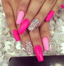 2 Shades Of Pink And Sparkles Pink Nails Nail Designs Bling Nails Pink nail designs look funky if combined with stickers or logos.