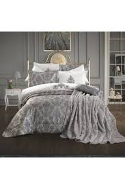 Schafer Mavi Gri 11 Parca Romance Yatak Ortusu Ceyiz Seti Trendyol