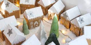 Comme la cr�che de no�l, le petit village reconstitu� ajoute � la f�erie des f�tes de fin d'ann�e. Tutoriel Pour Faire Un Calendrier De L Avent Diy Village De Noel Marie Claire