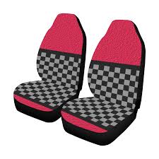 Checkered Pattern With Textured Red Car Seat Covers Set Of 2 Car Seat Cover Sets Car Seats Seat Covers