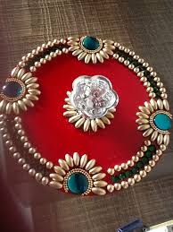 Simple Yet Beautiful Kundan Rangoli Design Thali Decoration Ideas Diy Diwali Decorations Kalash Decoration