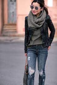 To Infinity Scarves And Beyond Extra Petite Black Leather Jacket Outfit Winter Jacket Outfits Jacket Outfits