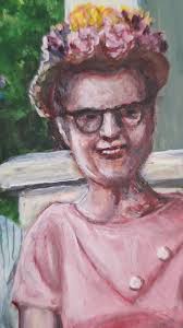 Two Women in Spring Hats. Original Painting, Easter Hats, Flowers,  Portrait, Friends, Spring Dresses, Old Ladies, Nostalgia, 1950s, 1960s