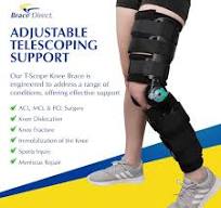 Brace Direct Post-Op ROM T-Scope Knee Brace - Telescoping Range of Motion  Hinged Knee Support for ACL, MCL, PCL, Meniscus & Fracture Surgery Recovery  ...