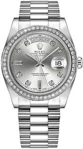 18kt white gold case with a 18kt white gold rolex president bracelet. Rolex Day Date 41 Silver Diamond Men S Gold Watch 218349 Fake Rolex Watches Uk Shop