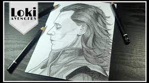 A drawing of loki in his ragnarok outfit, sans cape. How To Draw Loki Step By Step Black Sketch Gallery Youtube