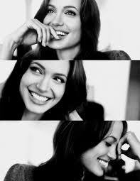 Angelina jolie flashed a big smile during her trl appearance in 2003. Angelina Jolie Beautiful Black And White Cute Smile Inspiring Picture On Favim Com