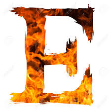 The Letter E Caught On Blazing Fire
