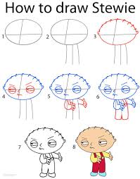 How To Draw Stewie Step By Step Drawing Tutorial With Pictures Cool2bkids Step By Step Drawing Easy Drawings Drawing Tutorial