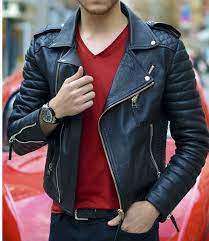 Leather Skin Men Black Authentic Cow Skin Biker Motorcycle Leather Jacket Leather Jacket Leather Motorcycle Jacket Leather Jacket Men