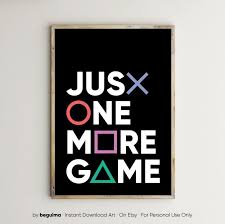 Just One More Gamegamer Posterplaystation Artvideo Game Etsy Boys Game Room Playstation Room Gamer Room Diy