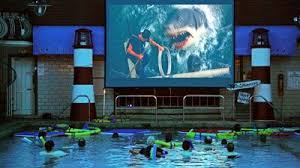 Cinema Pool Swimming Movies Swimming Pools Pop Up Screens