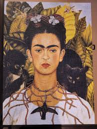 [Entry] 1000 pc Eurographics Frida Kahlo Self-Portrait with Thorn Necklace  and Hummingbird : r/Jigsawpuzzles