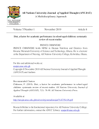 Pdf Diet A Factor For Academic Performance In School Aged Children Systematic Review Of Recent Studies