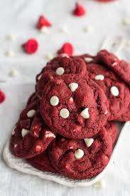 Red Velvet White Chocolate Chip Cookies Recipe White Chocolate Chip Cookies Food Cookies Recipes Chocolate Chip