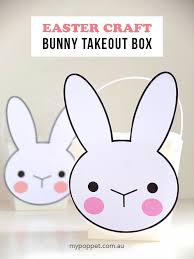 I ran across the cutest idea to print out for decoration for our homeschool classroom. Easter Craft Bunny Takeout Box With Printable My Poppet Makes