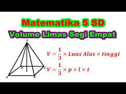 Matematika 5 Sd Volume Limas Segi Empat Dasar Dan Mudah Dipahami Youtube