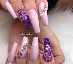 Speed curing with nail lamp: Glitter Set Baby Pink Purple Pinterest Hair Nails And Style Valentines Nails Coffin Nails Designs Pink Nails