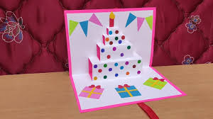 This popup cake card design uses ribbon for the sides of the cake so that when the card is opened, it opens completely round. Birthday Cake Card Birthday Pop Up Card Cake Card For Birthday Youtube