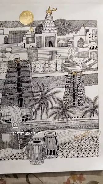 Oviyar SILPI - Artist SILPI - one of the Famous Fine Artist and Illustrators of Tamil Nadu,India - I got Some of his Famous Temple drawings of India in Pen and Ink Art..