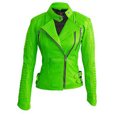 Leather Skin Women Parrot Green Brando Shoulder Padded Genuine Leather Jacket Plus Size Leather Jacket Leather Jackets Women Green Leather Jackets