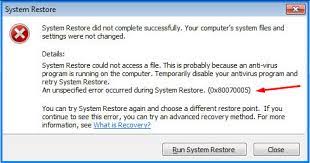 System Restore Failed With An Error Message Diskinternals