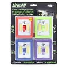Promier Litezall Mini Wireless Light Switch 4 Pack Portable Cob Led Battery Operated Wall Lights Use As Cordless Stick Up