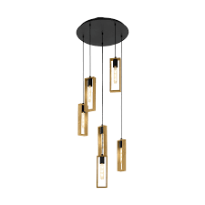 Each vintage glass hollywood bowl light fixture includes tailored fittings. Eglo Vintage 49549 Littleton 6 Light Round Ceiling Pendant In Black Finish With Brown Wooden Accents Castlegate Lights