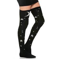 Galaxy Print Glow In The Dark Thigh High Socks Patterned Hosiery Thigh High Socks Galaxy Socks