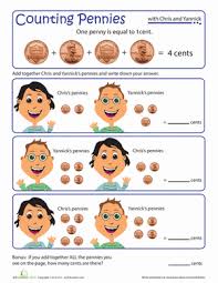 Value Of Pennies Worksheet Education Com Pennies Worksheets Counting Pennies Worksheet Value Of Pennies