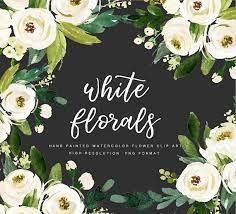 White Flower Small Set Individual Png Files Hand Painted Wedding Design Bohemian Rustic Floral Watercolor Watercolor Flower Wreath Hand Painted Wedding