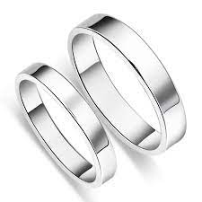 Sterling Silver Plain Pure Matching Couples Wedding Rings Promise Rings Silver Wedding Bands Wedding Ring Bands Promise Rings For Couples