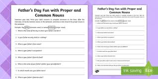 Proper nouns are the specific or particular name of person, place, animal and things. Father S Day Common And Proper Nouns Worksheet Twinkl