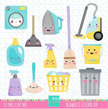 Kawaii Cleanig Clipart Set Includes 12 Cute Graphics Personal And Small Commercial Use This Clip Art Desenhos Kawaii Adesivos Bonitos Desenhos Fofos E Faceis