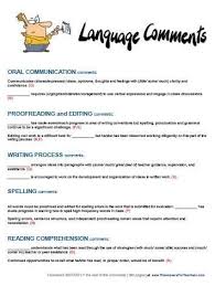 Language Report Card Comments Report Card Comments Report Card School Report Card