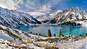 Hd Winter Mountain Lake Wallpapers Wallpaper Cave Mountain beside river in the winter picture.