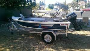 Stacer Gourame 34m Aluminium Boat Tinny 15hp Evinrude Outboard Boat Trailer Outboard Boats Aluminum Boat Boat Trailer