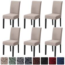 Softly padded seat and back: Set Of 6 Strench Knitted Dining Chair Covers Set Of 6 Elastic Kitchen Chair Slipcovers Removable Nonslip For Hotel Dining Room Ceremony Banquet Wedding Party Walmart Com Walmart Com