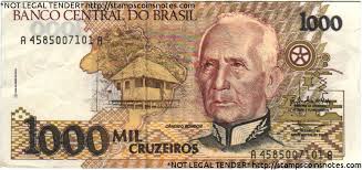 Enter the amount to be converted in the box to the left of brazilian real. Brazil 1000 Cruzeiro 1990 Banknote