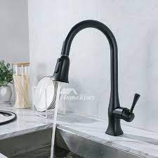Typically, a kitchen faucet has a single handle, but there are models available with two handles, making it easier to adjust water temperature. Black Pull Down Kitchen Sink Faucet Single Handle One Hole Gooseneck Brass Adjustable