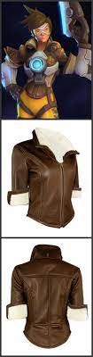 Wish Your Mom This Mother S Day With Women Overwatch Tracer Brown Leather Jacket As Gift The Outfit Is Brown Leather Jacket Fur Leather Jacket Leather Jacket