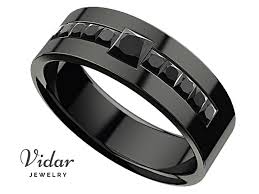Our black wide beveled edge mirror finish wedding band tungsten ring is an edgy. Men S Princess Black Diamond Black Gold Wedding Ring Vidar Jewelry Unique Custom Engagement And Wedding Rings