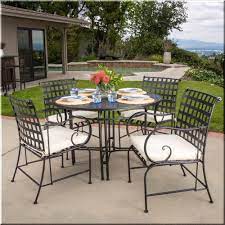 Novogratz poolside paulette steel 3 piece patio table and bench set. Patio Dining Set 5 Piece Round Table Chairs Black Metal Outdoor Garden Furniture Ebay Outdoor Garden Furniture Patio Dining Set Outdoor Tables And Chairs