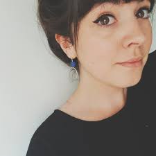 Dark blue Orbit earring in parian ceramic and eco silver by Beth Lamont