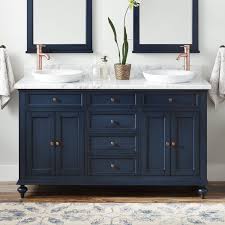 60 Keller Double Vanity For Semi Recessed Sinks Vintage Navy Blue Double Sink Vanities Blue Bathroom Vanity Double Vanity Bathroom Small Bathroom Vanities