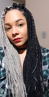 Black And White Braids Box Braids Black And White In 2020 Hair Styles Black And White Box Braids