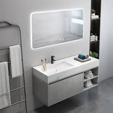 Special blend concrete | includes white undermount oval sink length: Wonderful Images Floating Bathroom Vanities Concepts Floating Bathroom Vanities Simple Bathroom Floating Bathroom Vanity