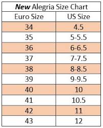 Alegrias Size Chart For European And Us Mens And Womens Sizes